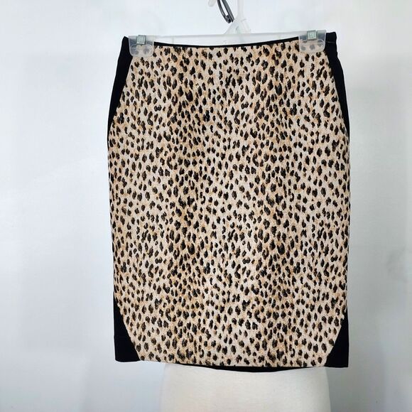 Diane Von Furstenberg Leopard Print Pencil Straight Skirt Womens Size 2 Stretch - Picture 2 of 11